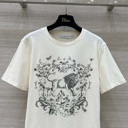 Lion floral short-sleeved T-shirt