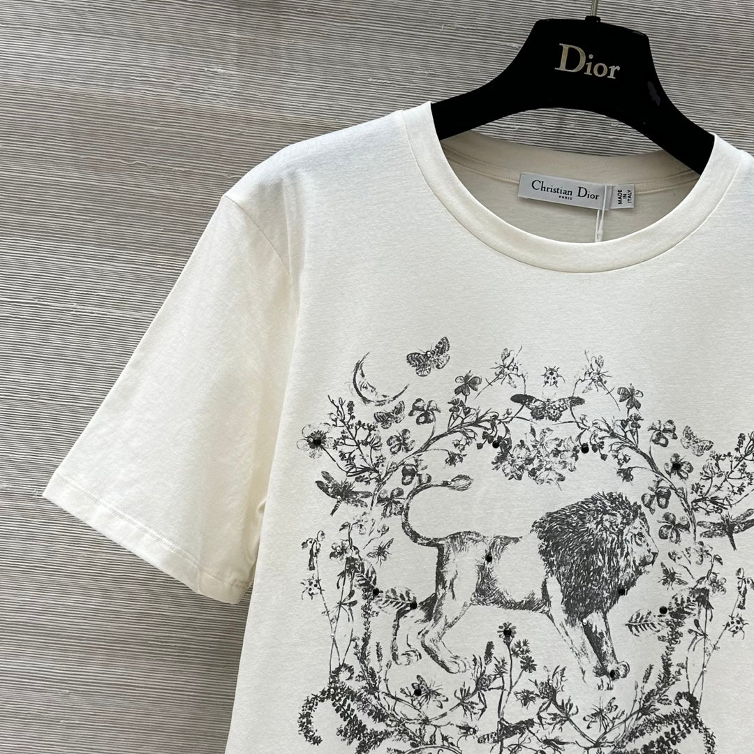 Lion floral short-sleeved T-shirt