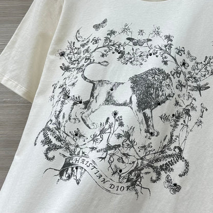 Lion floral short-sleeved T-shirt