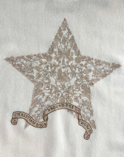 Cashmere sweater with lucky star embroidery