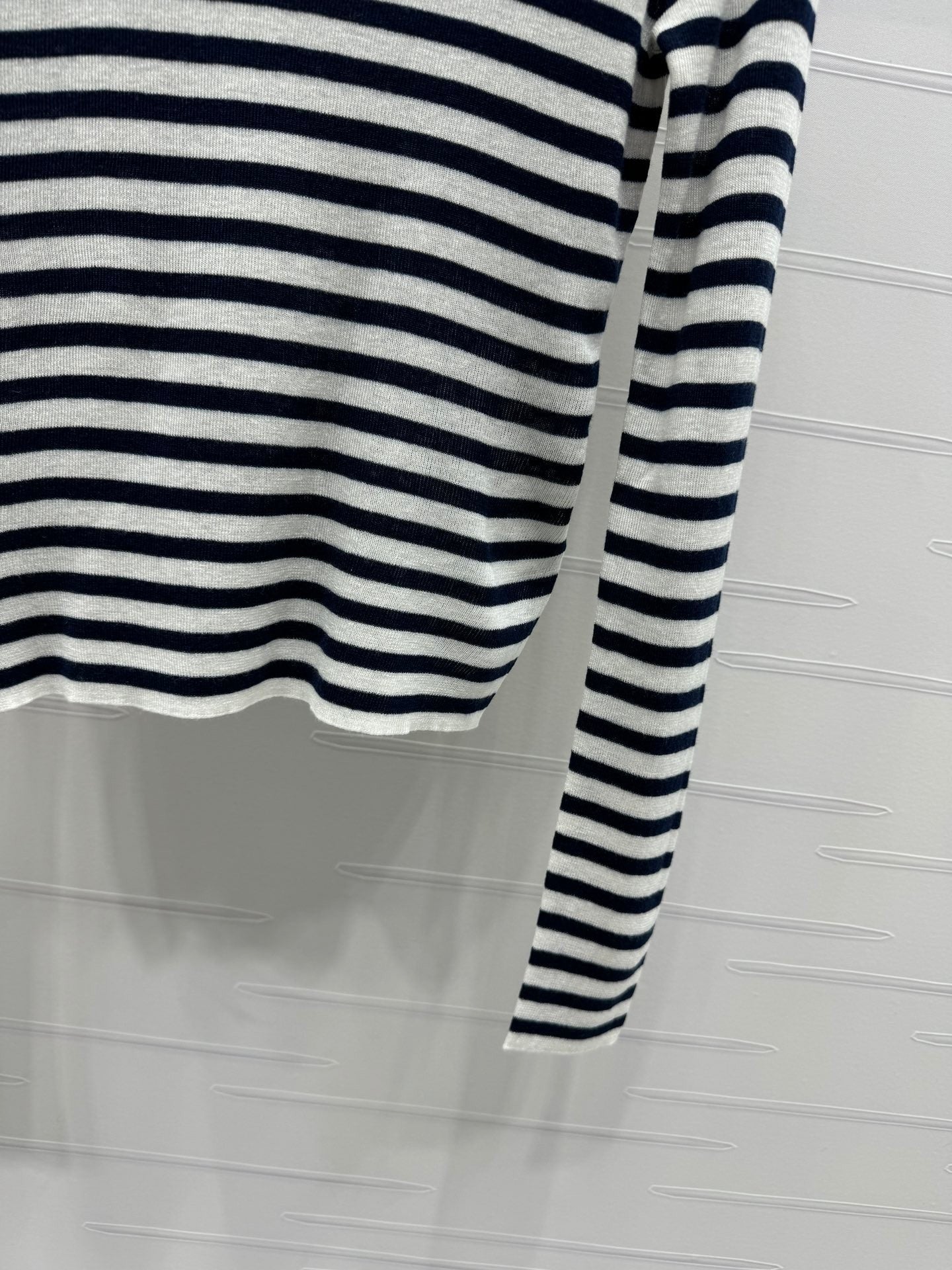 Navy Striped Knit Long Sleeve Top