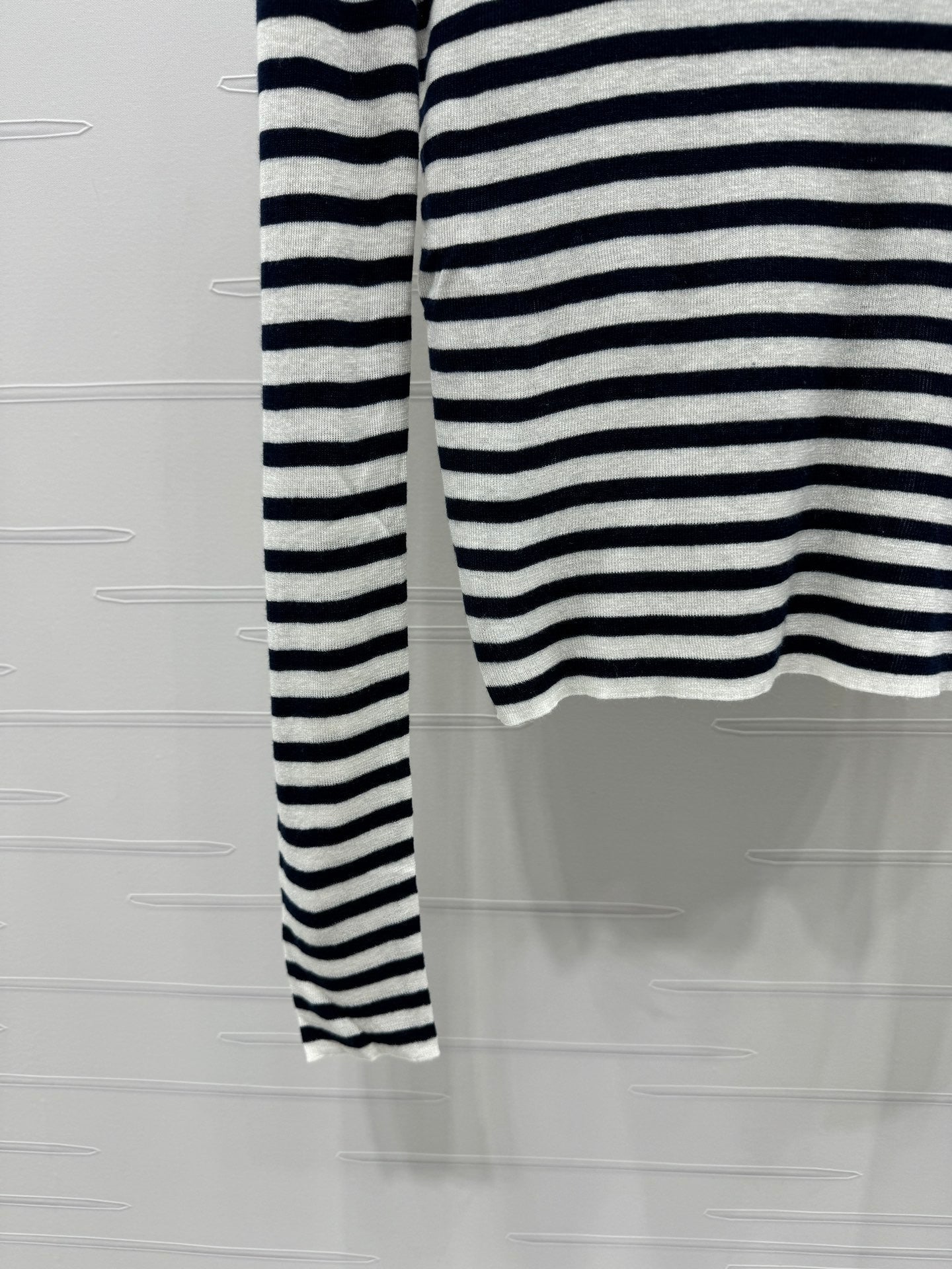 Navy Striped Knit Long Sleeve Top