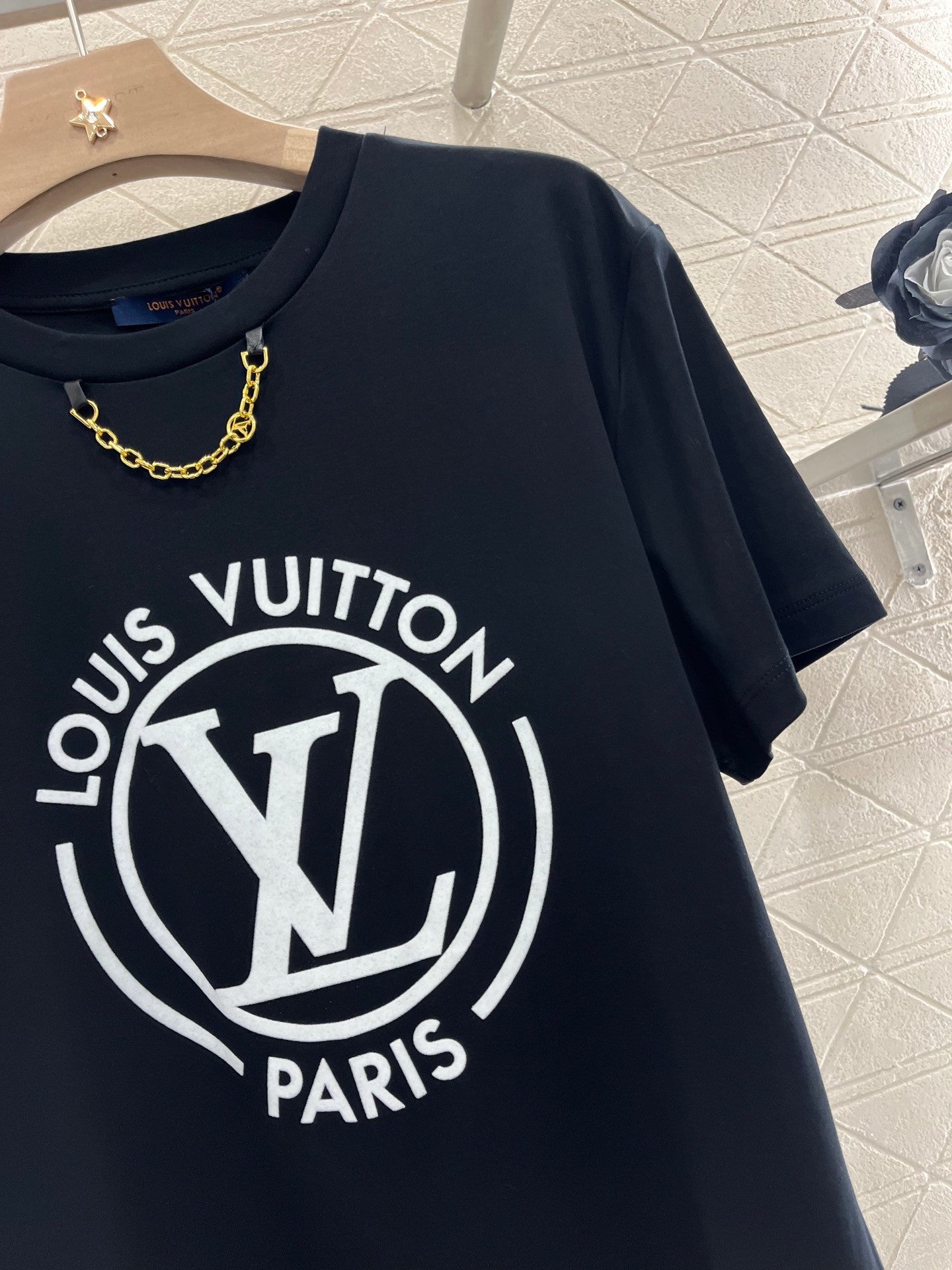 Chain round neck simple fashion T-shirt