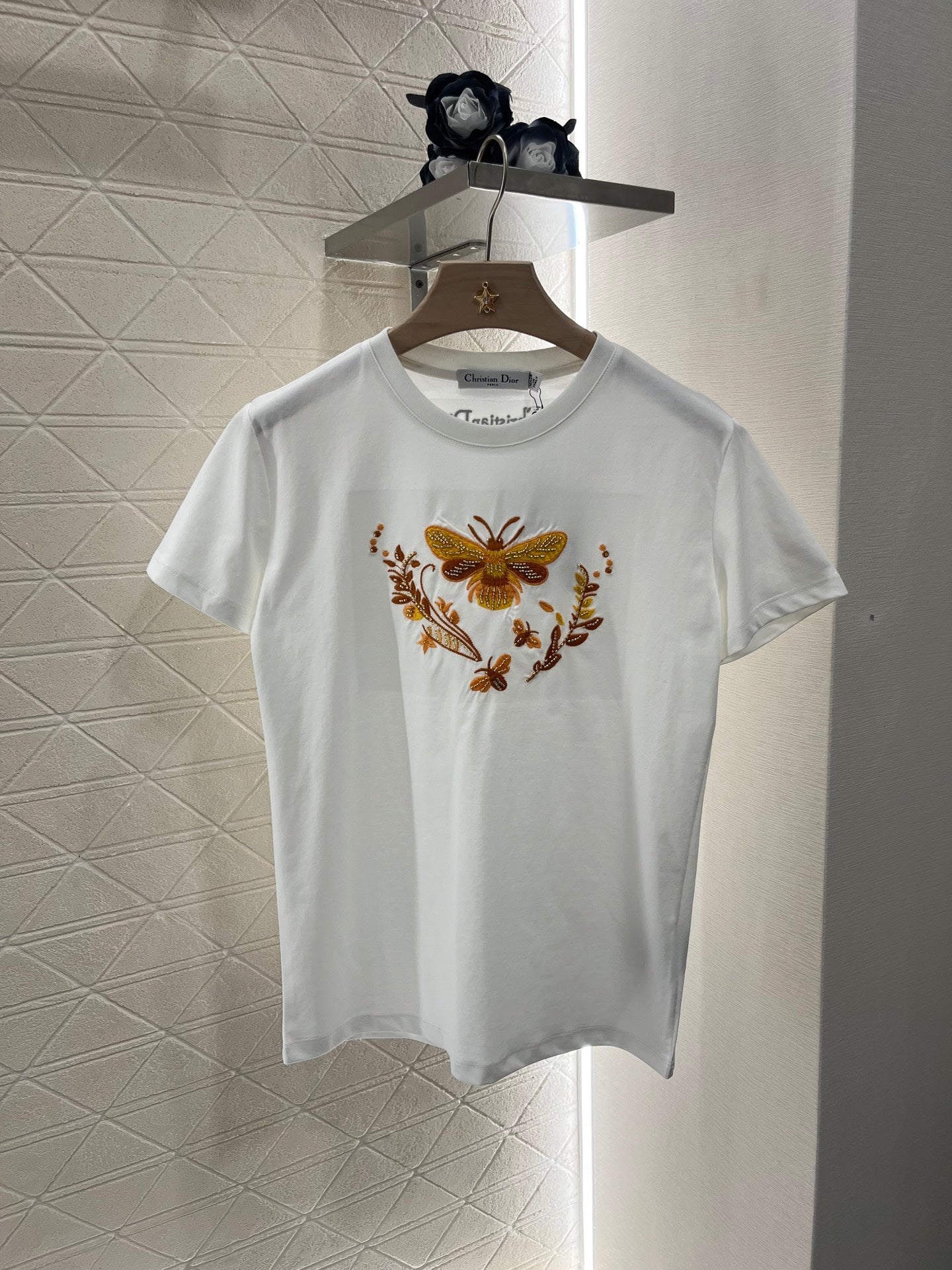 25ss new bee embroidery round neck fashionable T-shirt