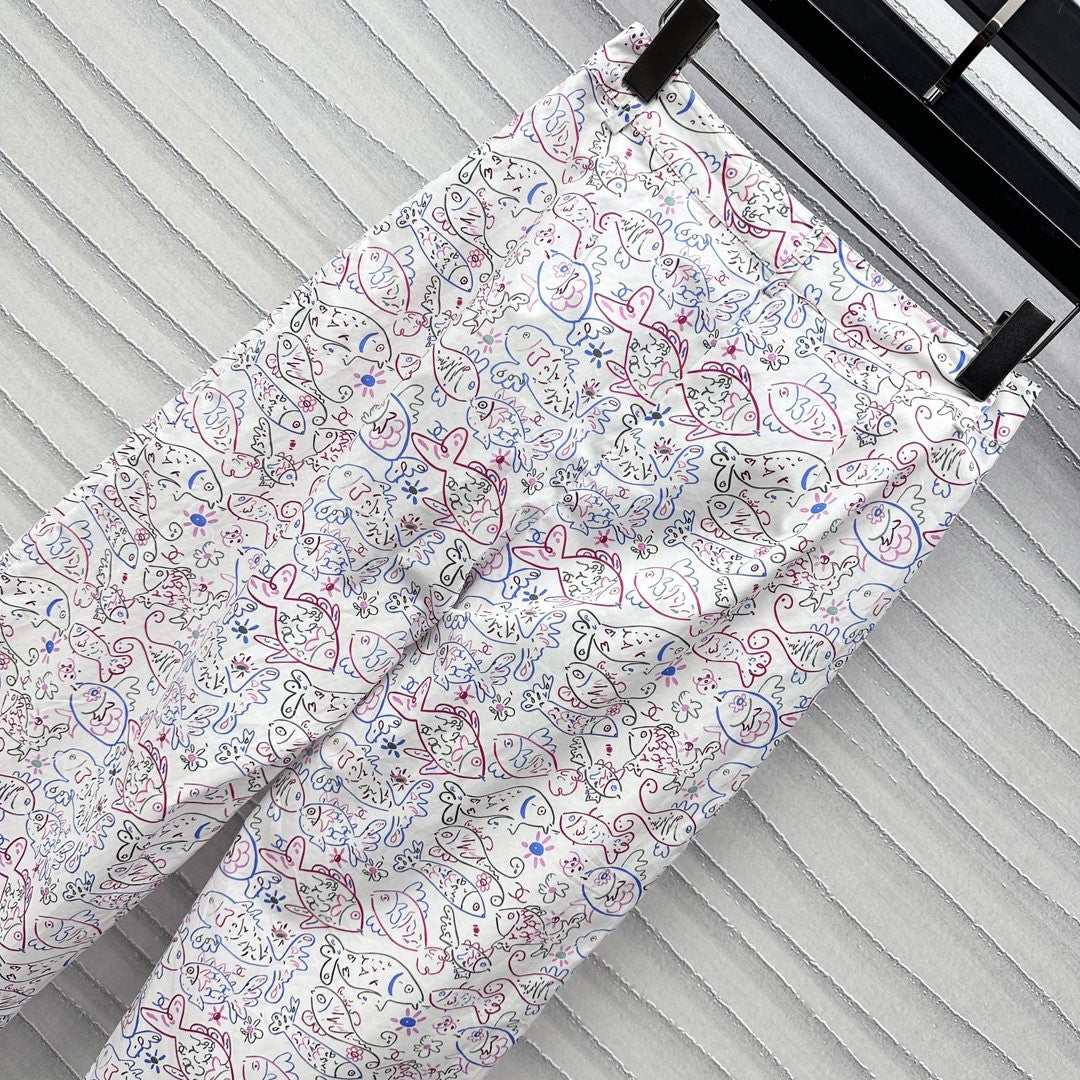 25 years new color printed slit trousers