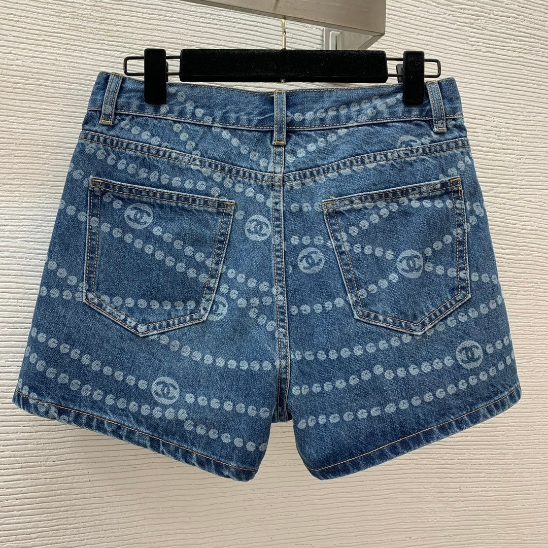 25 years new full print jacquard denim shorts