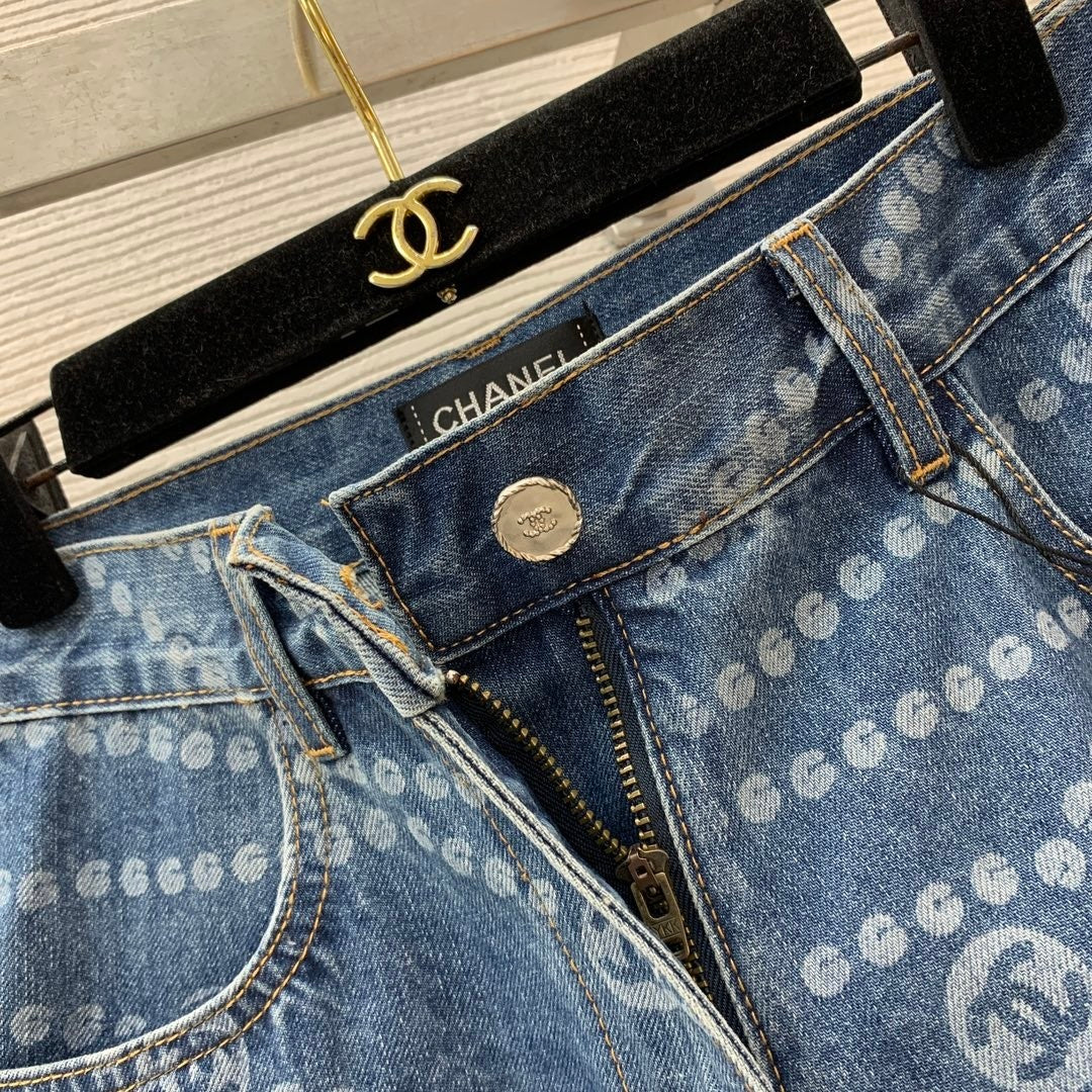 25 years new full print jacquard denim shorts