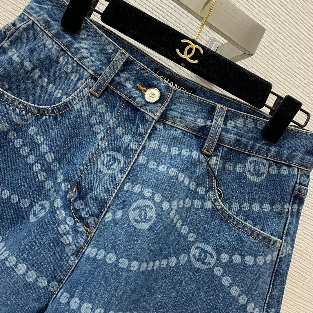 25 years new full print jacquard denim shorts