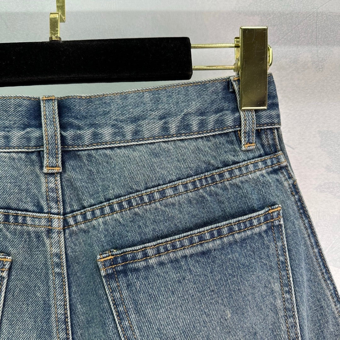 25-year new double pocket denim shorts