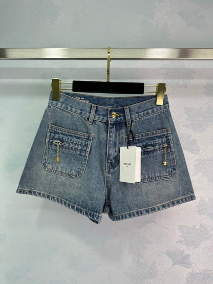 25-year new double pocket denim shorts