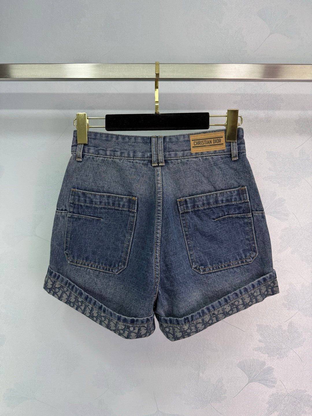 Old fashion denim shorts with cuffs