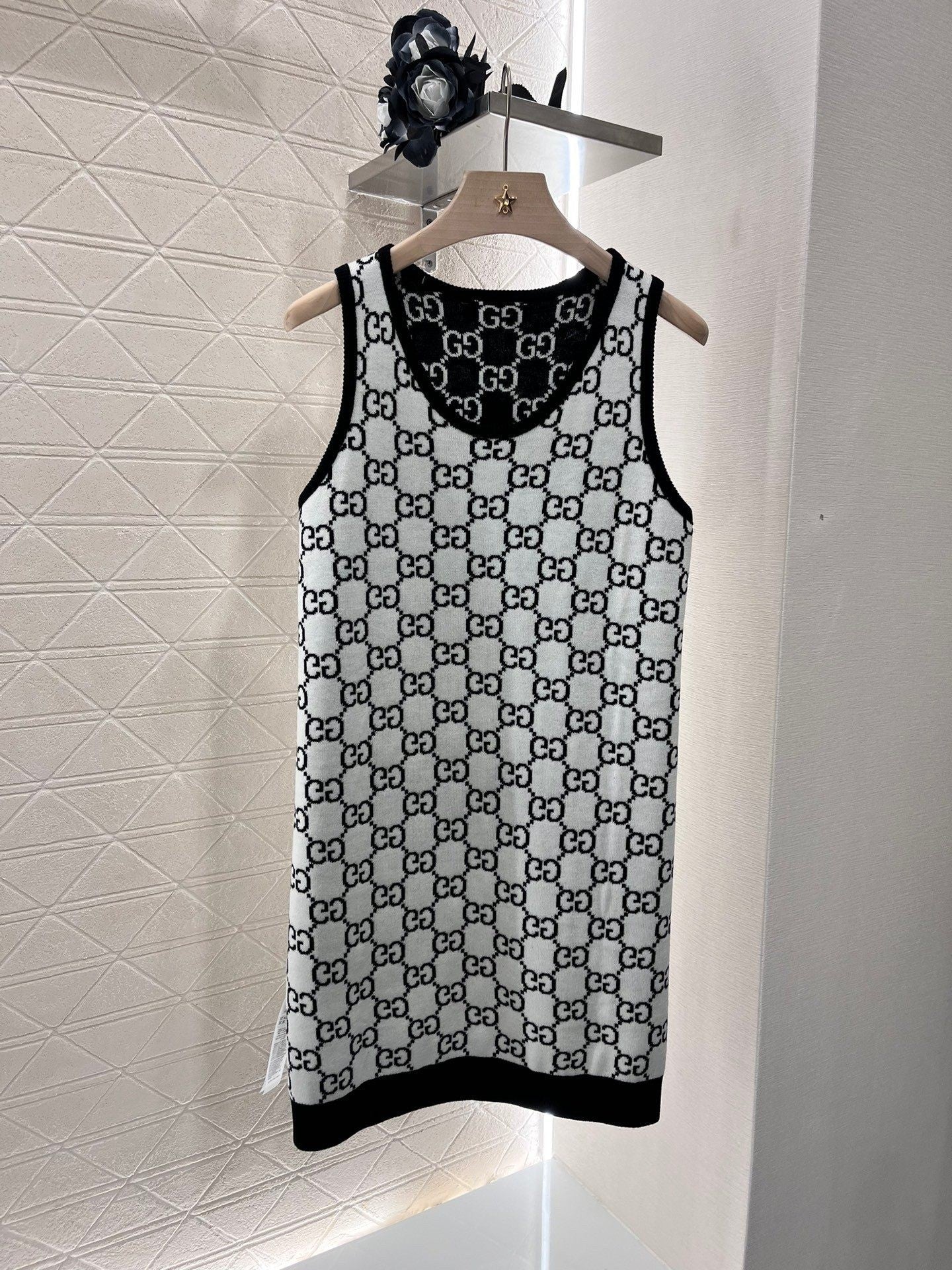 New fashion two-sided jacquard knitted vest dress