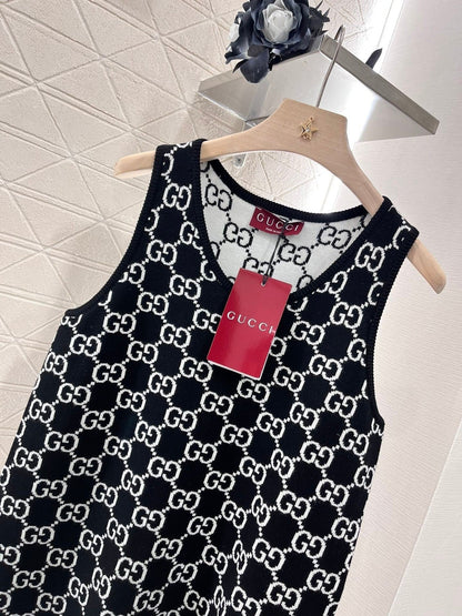 New fashion two-sided jacquard knitted vest dress