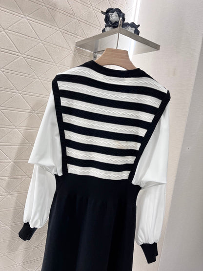 25ss new fashion knitted long-sleeved dress