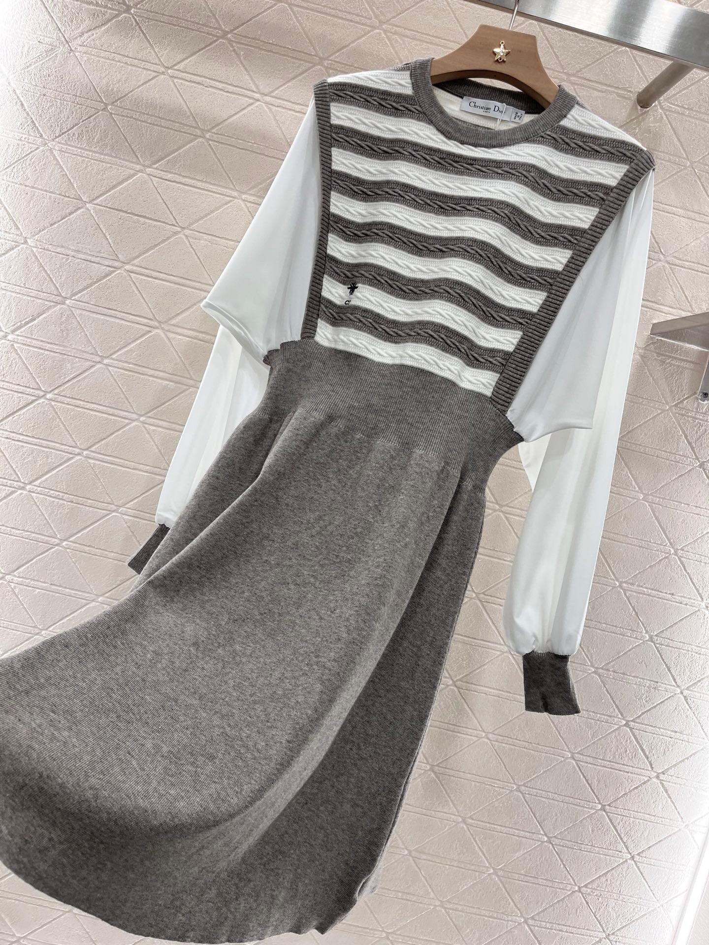 25ss new fashion knitted long-sleeved dress