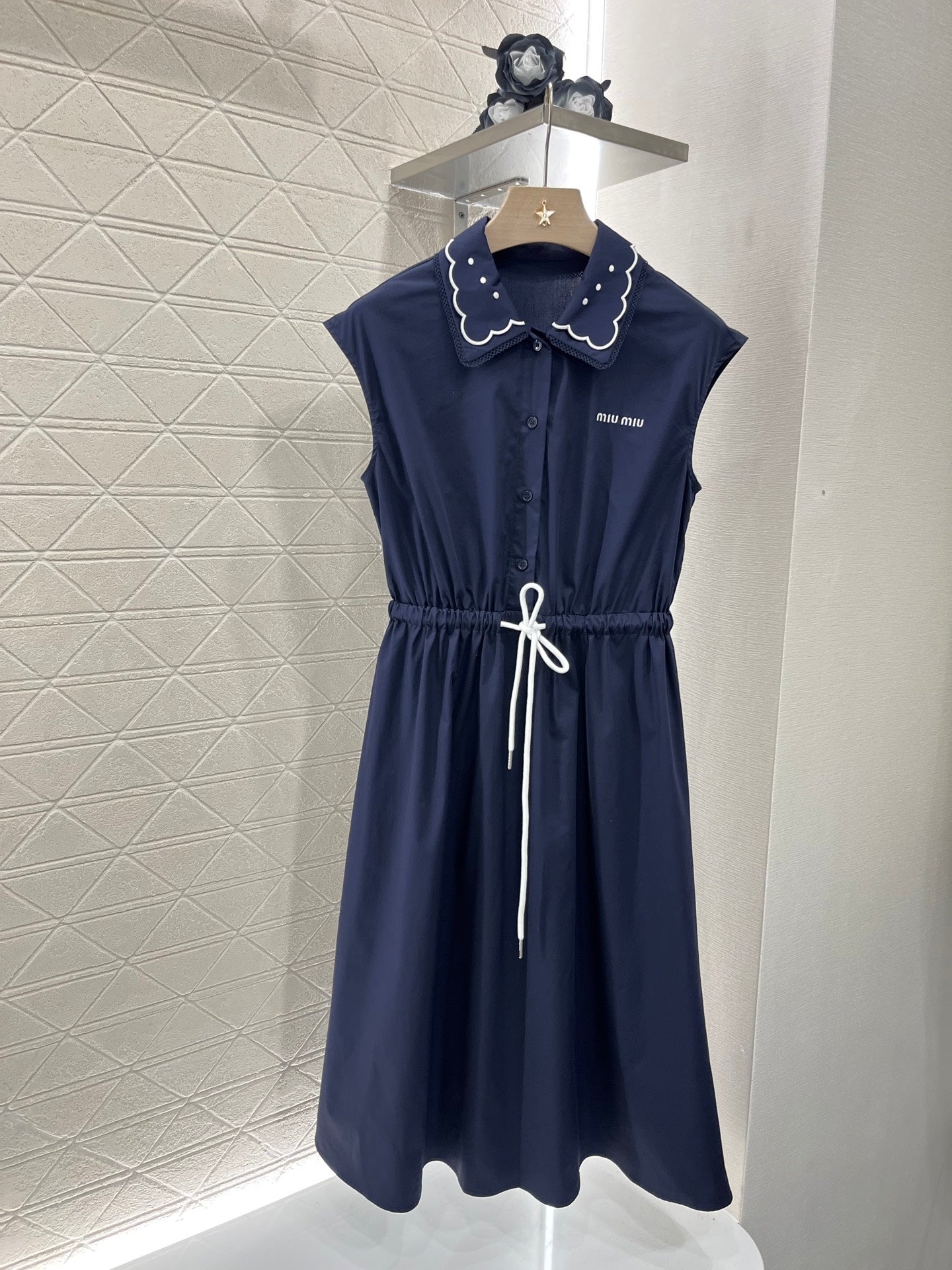 25ss new fashion lace collar vest dress