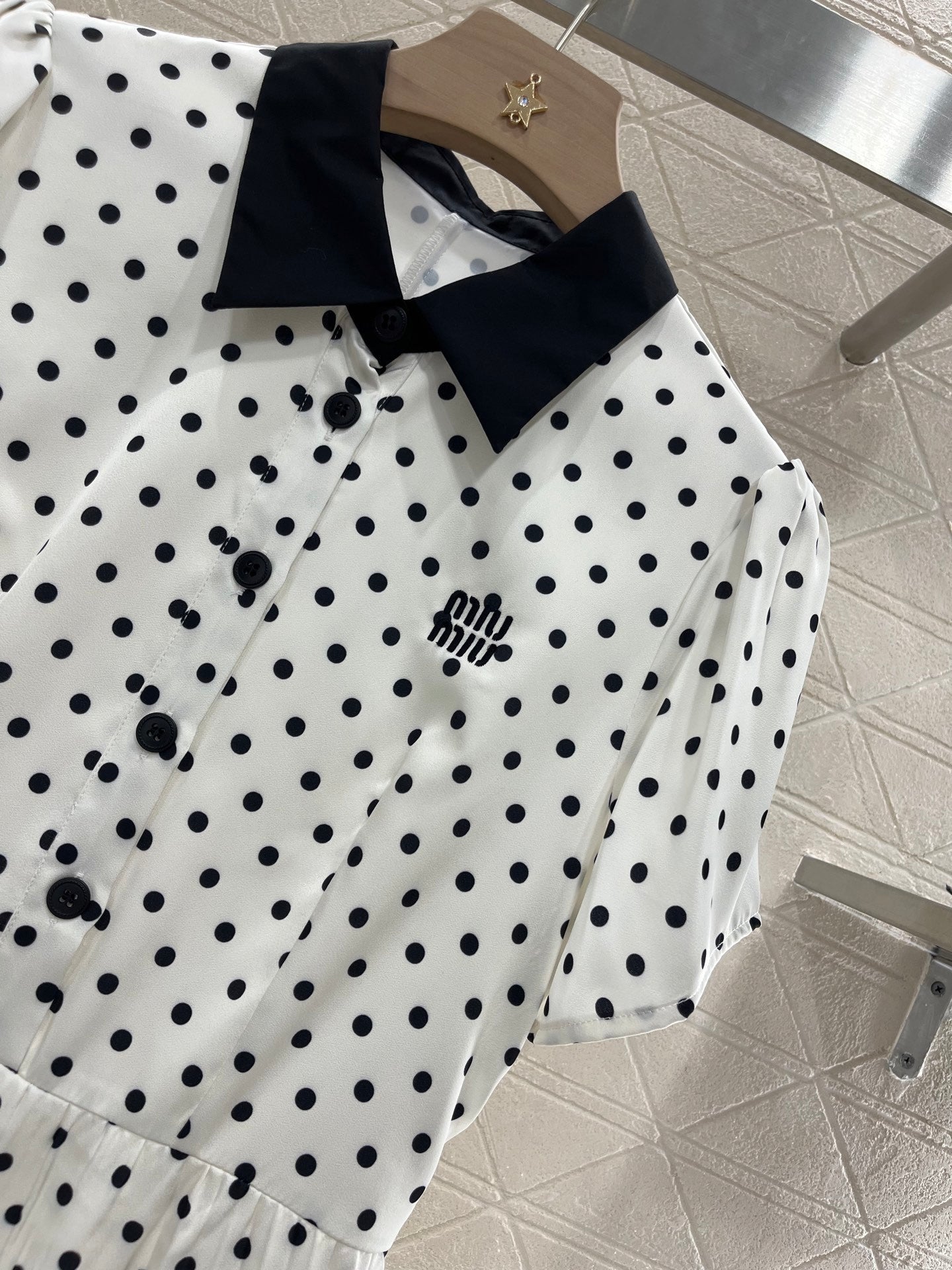 25ss new fashion polka dot pleated dress