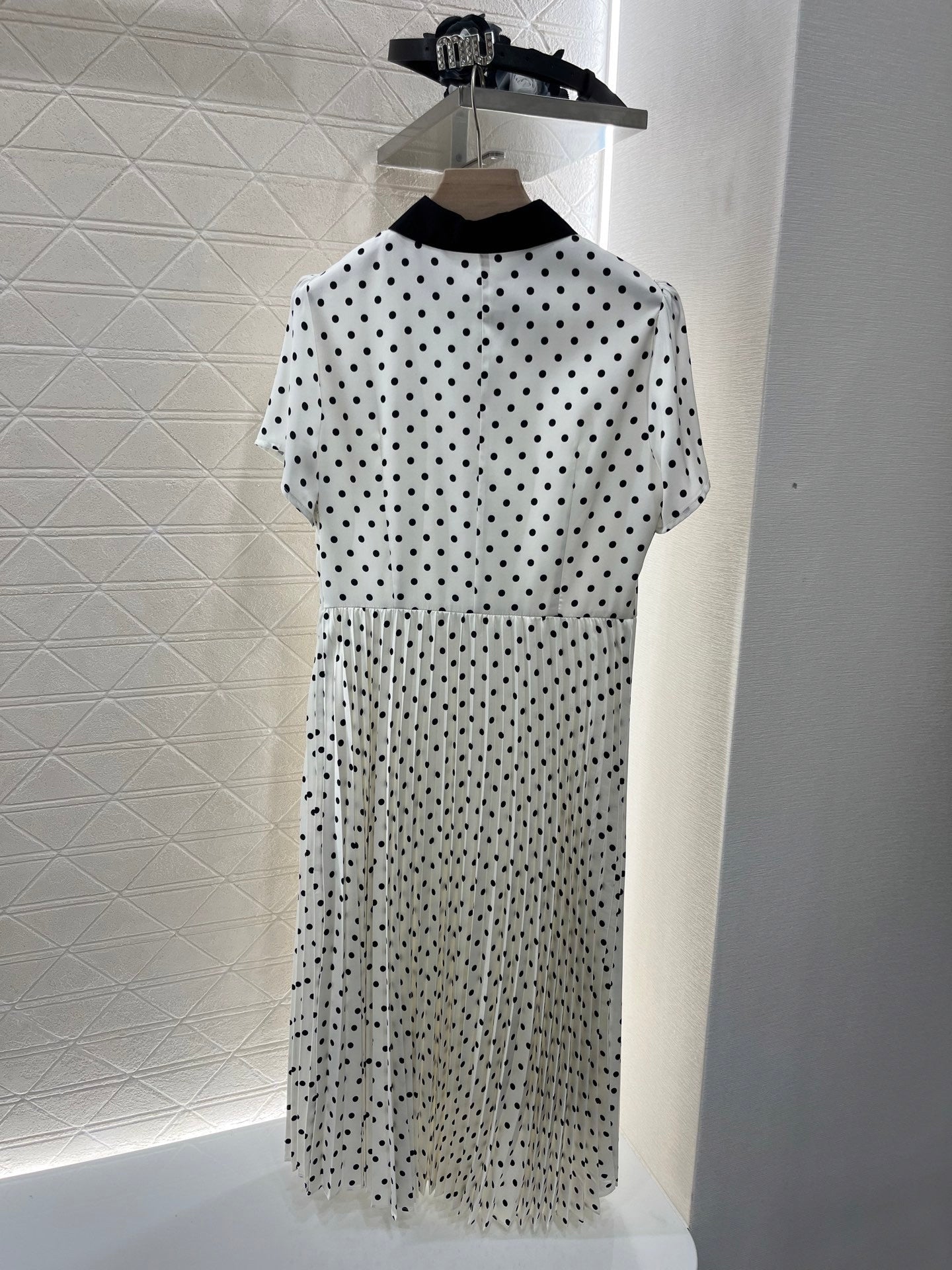 25ss new fashion polka dot pleated dress