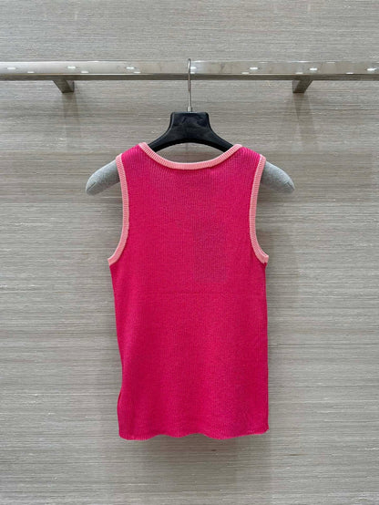 25ss Spring and Summer New Fashion Colorblock Knitted Vest