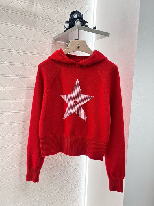 Wool Blend Hooded Knit Sweater