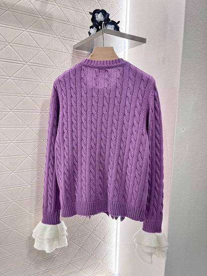 25ss new color matching striped long sleeve top