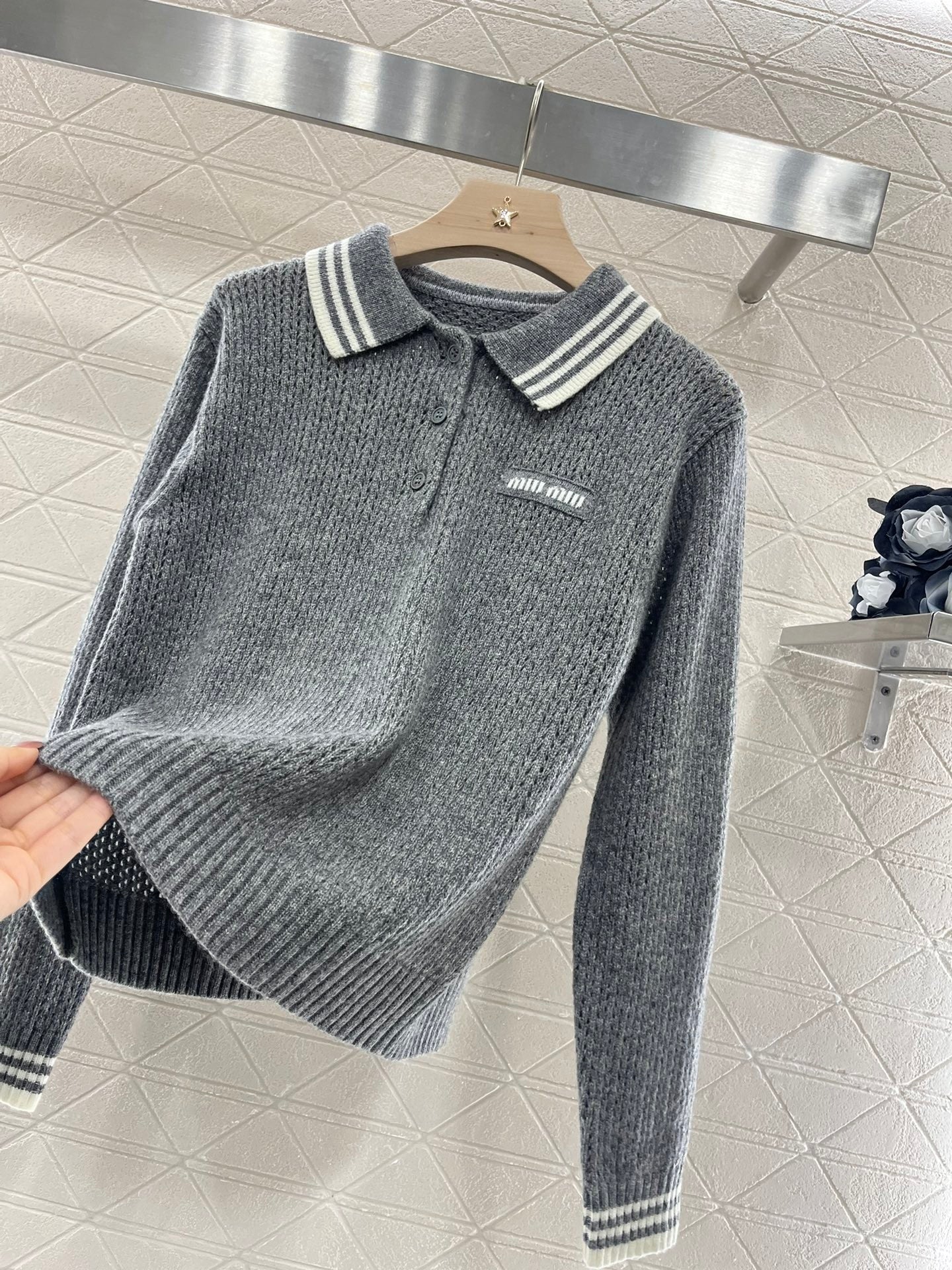 25ss new color matching striped long sleeve top