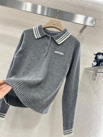 25ss new color matching striped long sleeve top