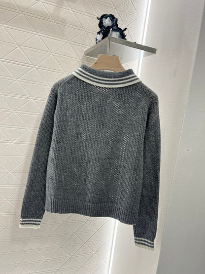 25ss new color matching striped long sleeve top