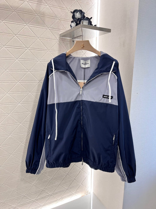 25ss new color matching hooded drawstring jacket