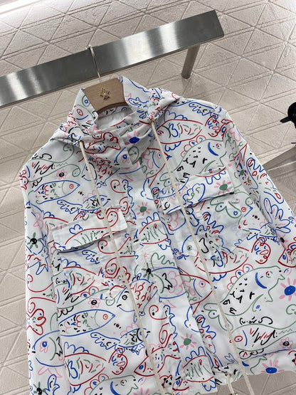 25ss new fashion hooded painted jacket