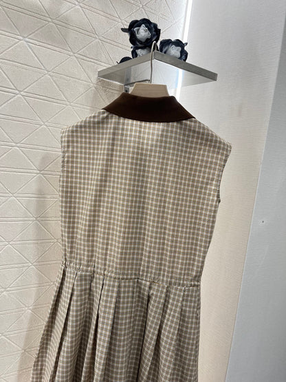 25ss new fashion plaid cotton dress