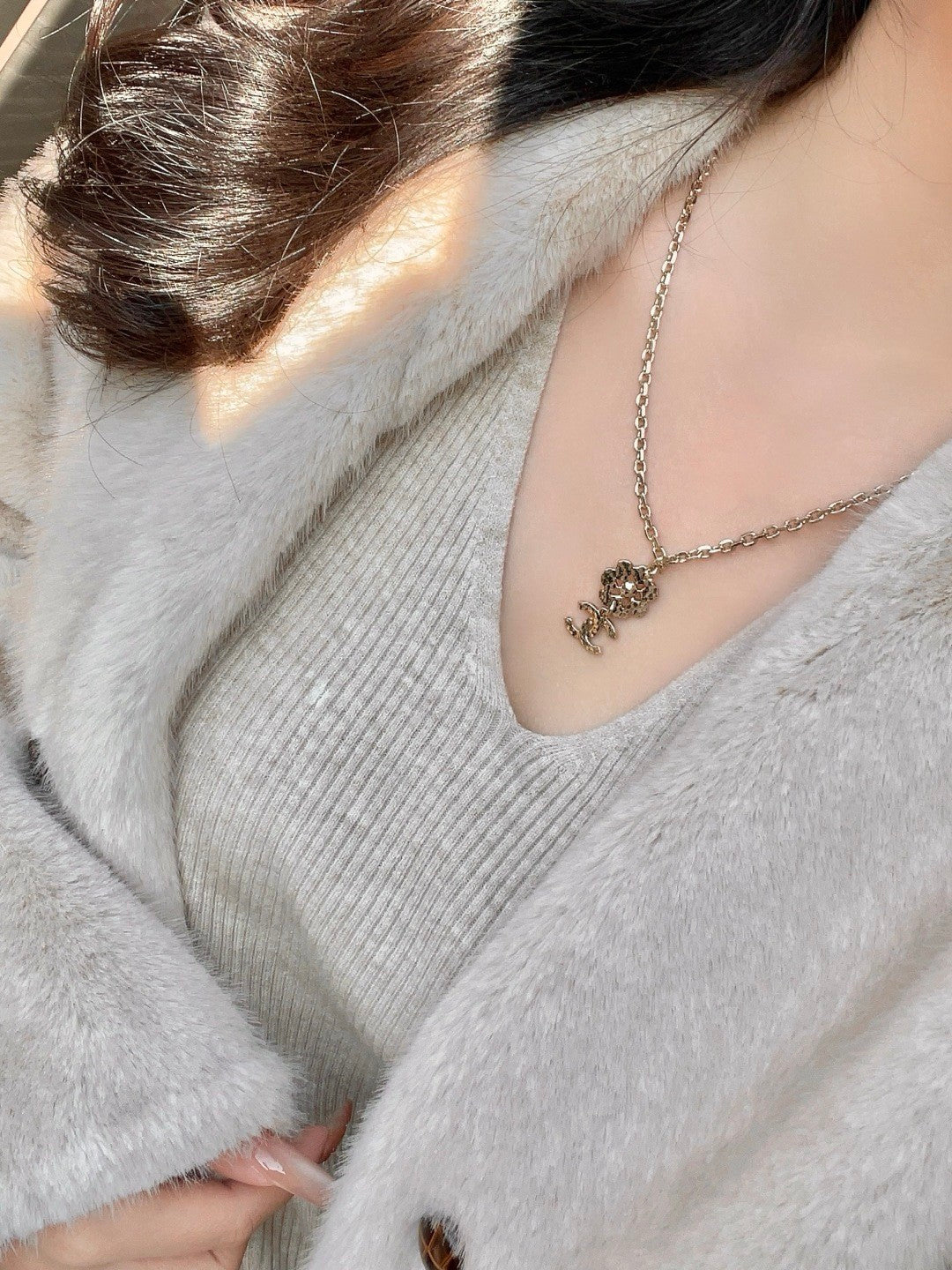 New arrival fairy temperament flower double C necklace