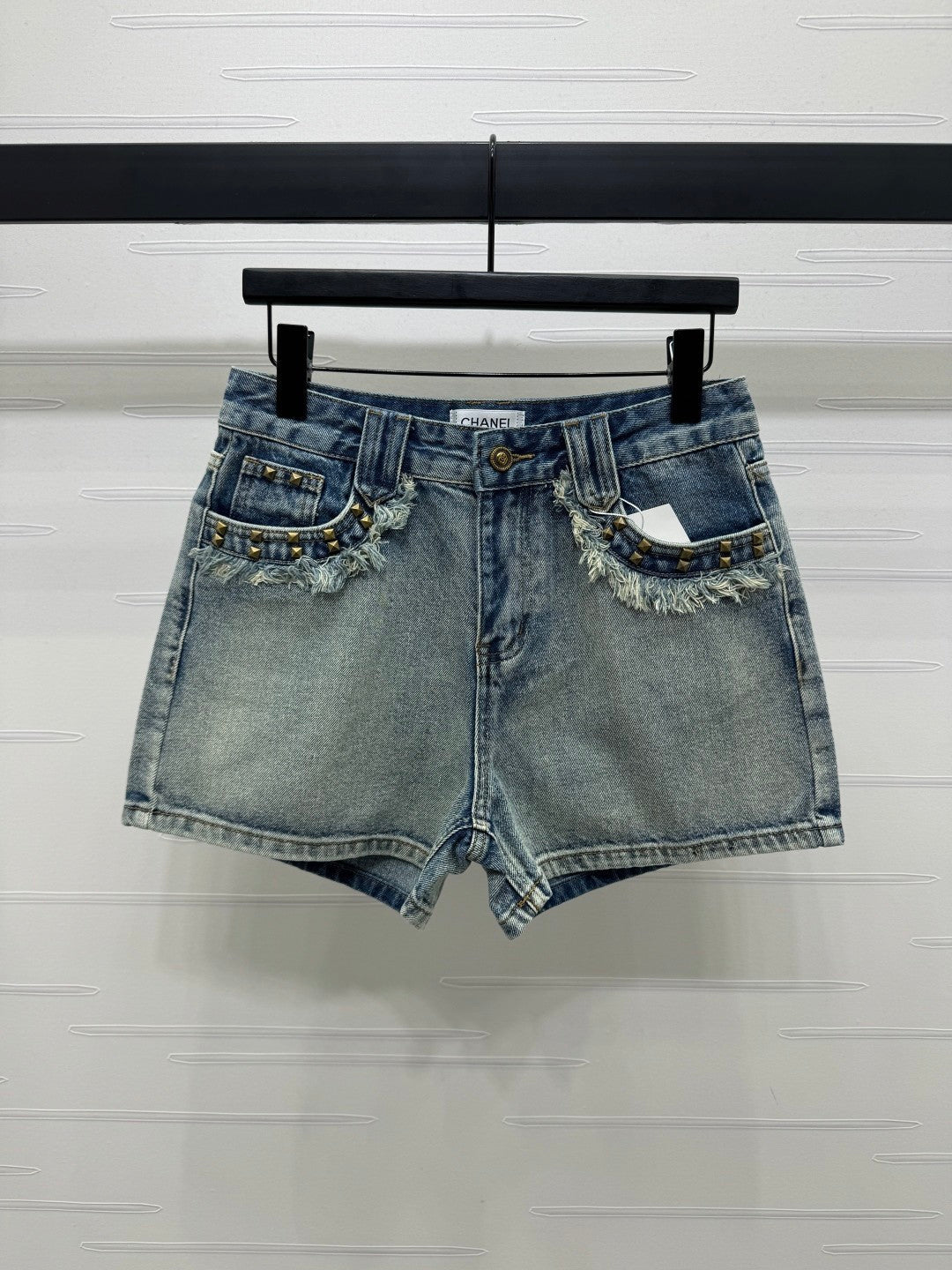 New fashion fringe cotton twill denim shorts