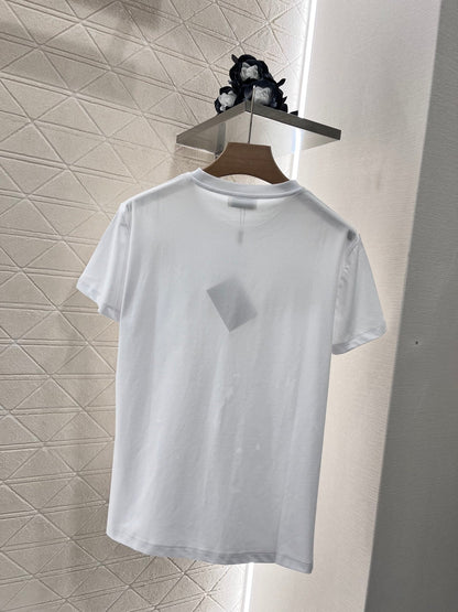 25ss new twill cotton material breathable, comfortable and fashionable women's T-shirt