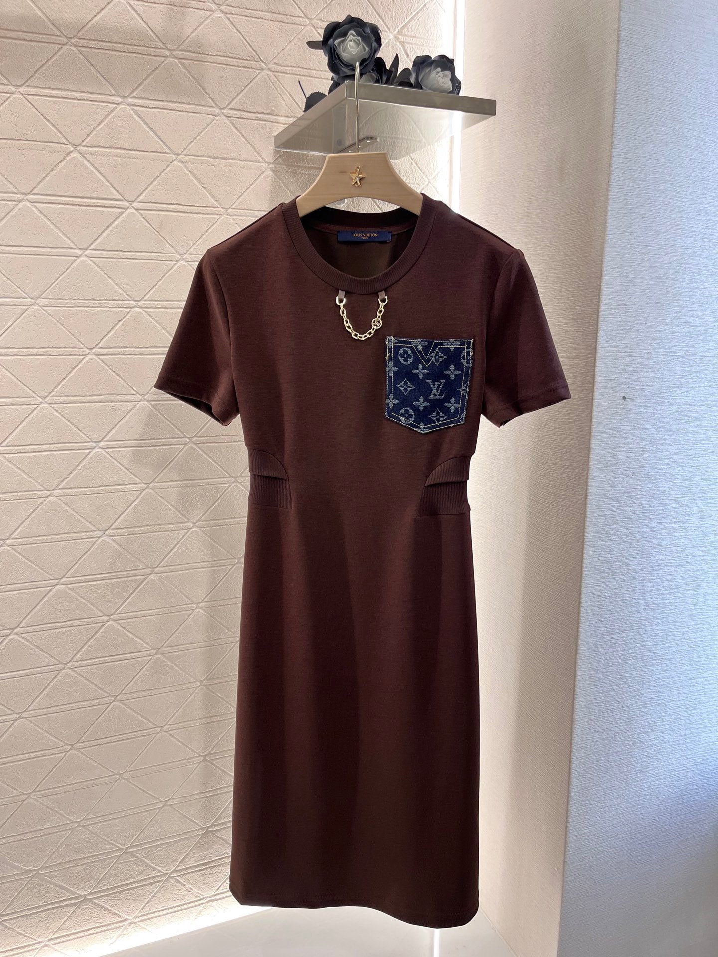 25ss new original cotton material fashionable chain dress