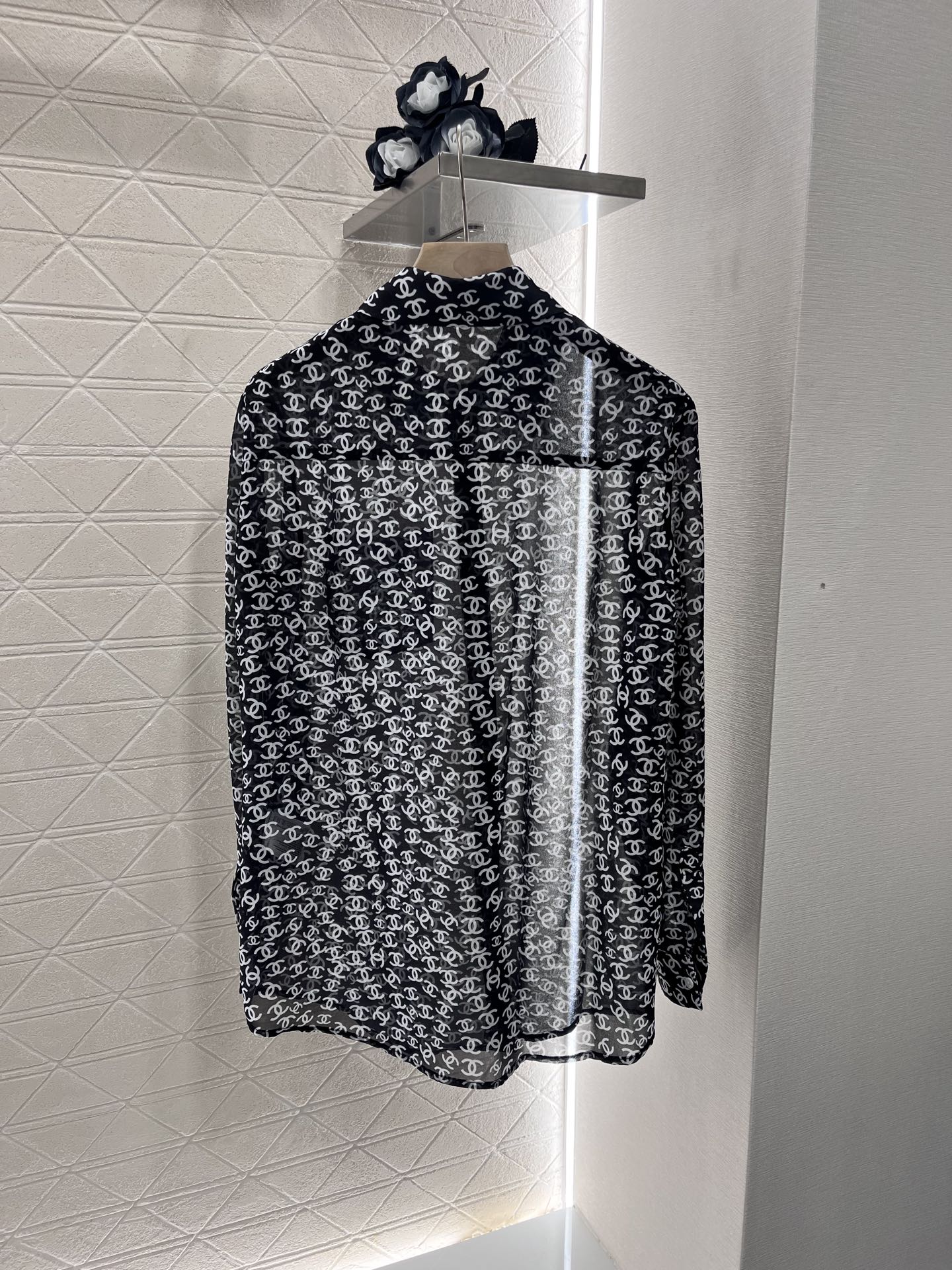 2025 new printed long-sleeved shirt silk material