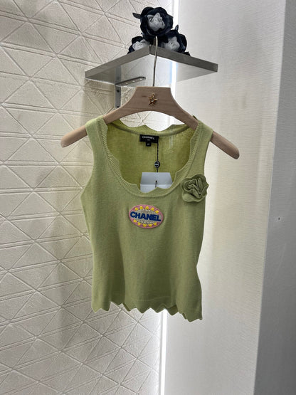 C* new embroidered knitted vest made of pure cotton yarn