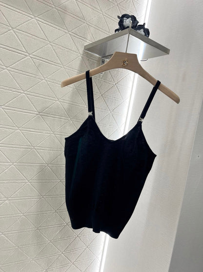 C*New Arrival Rhinestone Camisole Top Knitted Material