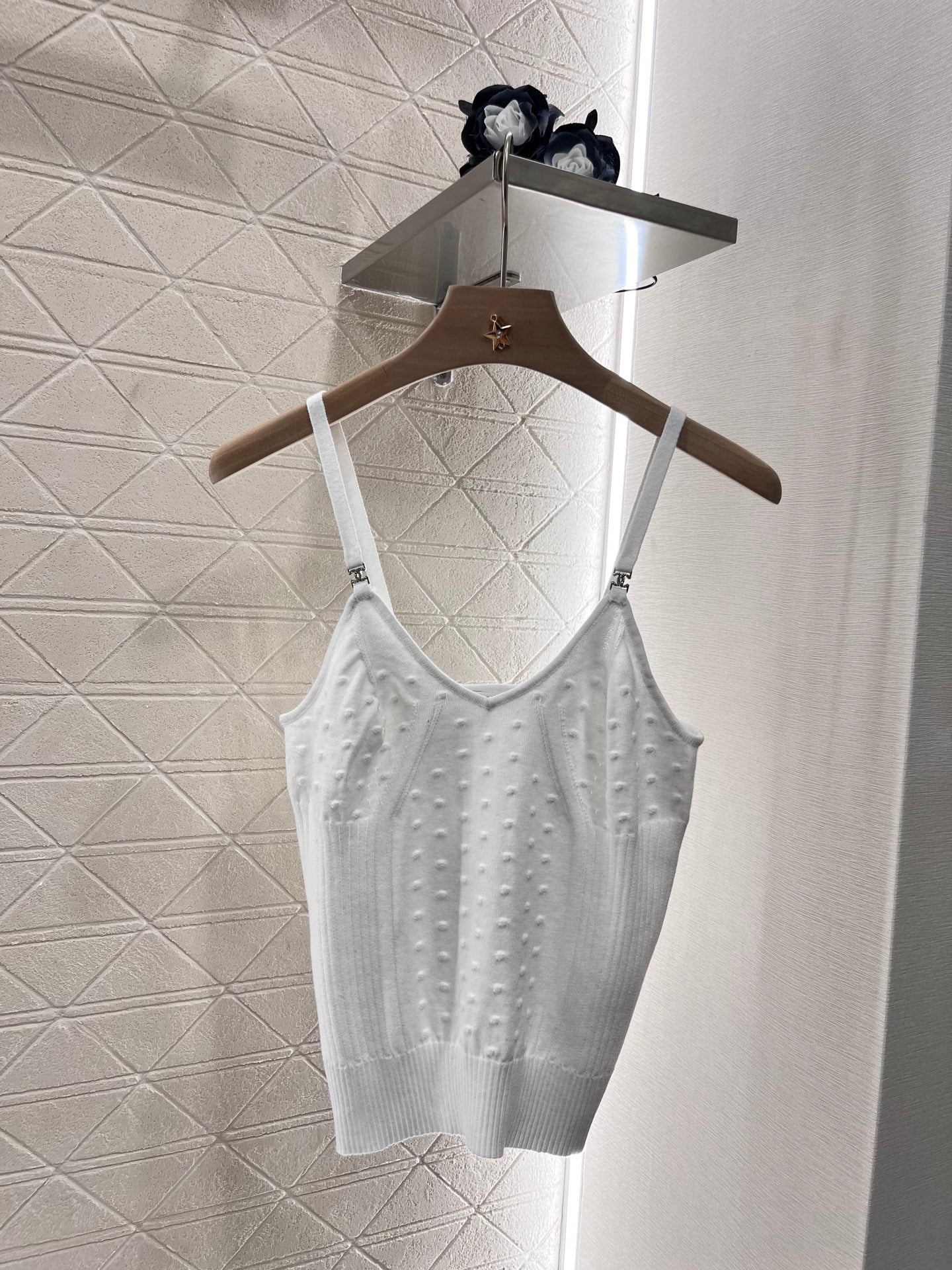 C*New Arrival Rhinestone Camisole Top Knitted Material