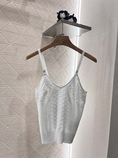 C*New Arrival Rhinestone Camisole Top Knitted Material