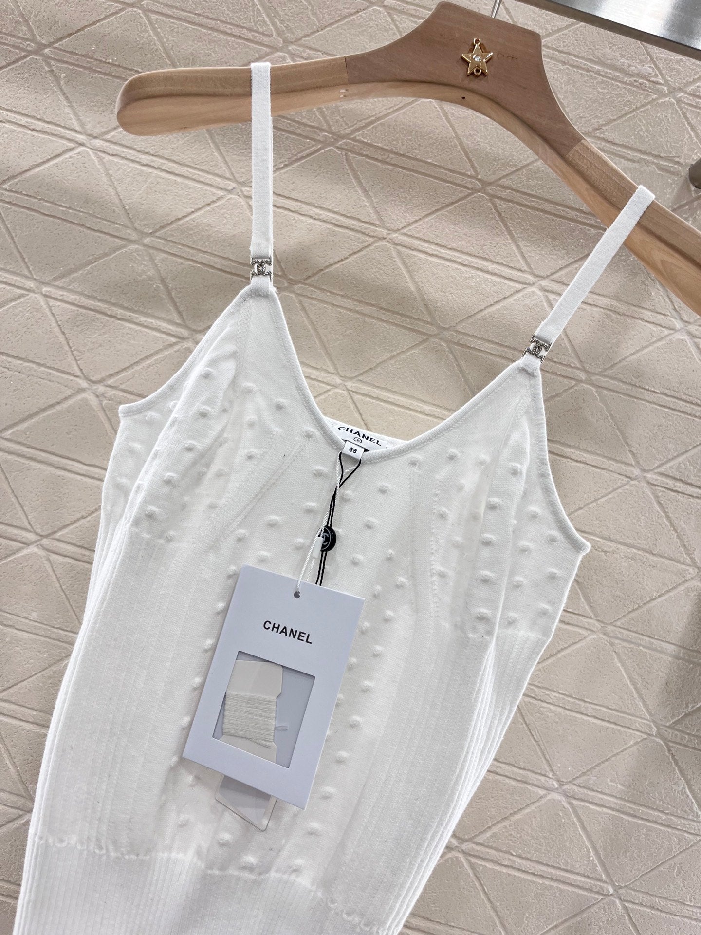 C*New Arrival Rhinestone Camisole Top Knitted Material