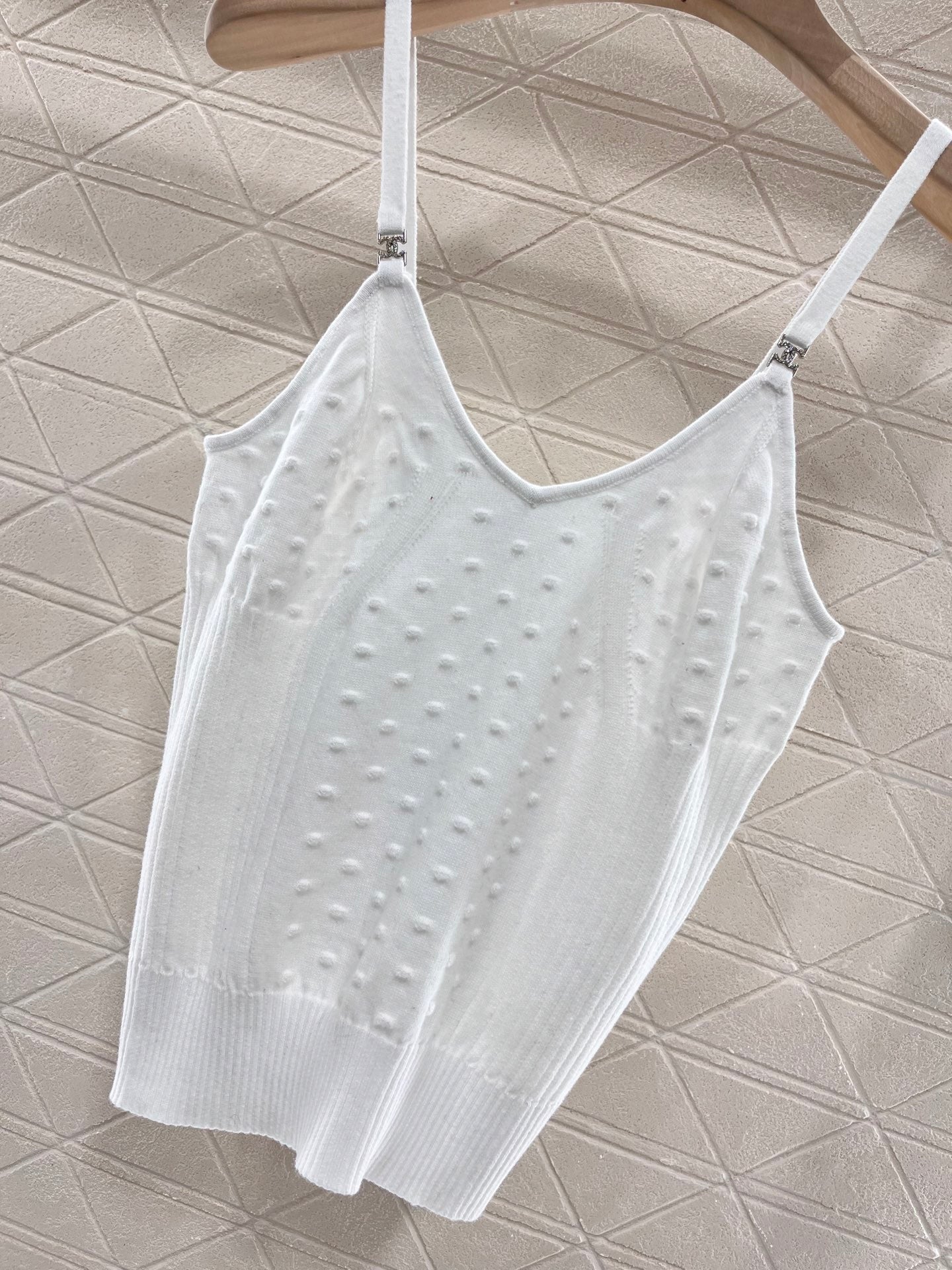 C*New Arrival Rhinestone Camisole Top Knitted Material