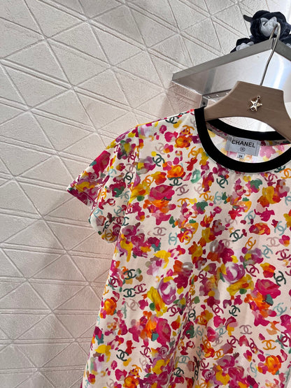 C* New Round Neck Printed T-shirt Made of Cotton