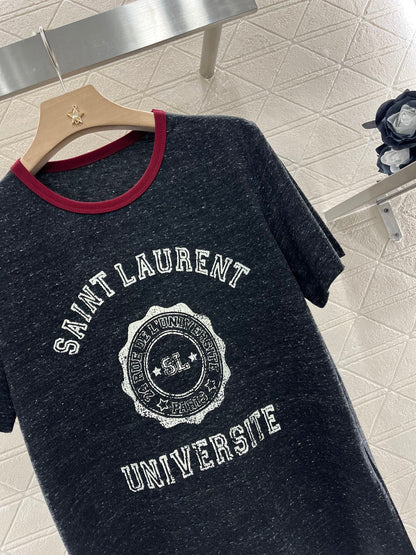 Round neck printed T-shirt, made of cotton