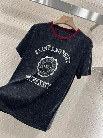 Round neck printed T-shirt, made of cotton