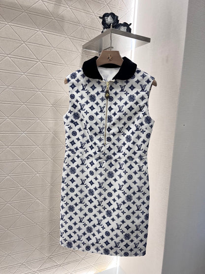 L*2025ss new style full body old flower letter sleeveless dress