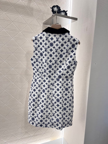 L*2025ss new style full body old flower letter sleeveless dress