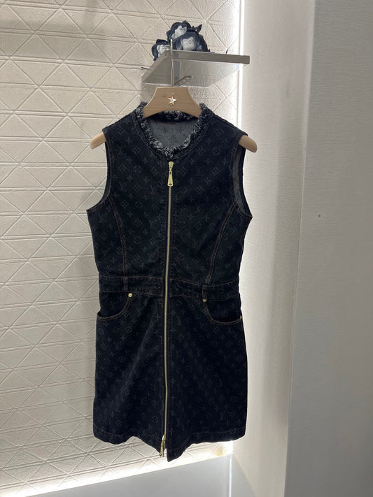 L*2025ss new sleeveless vest denim skirt