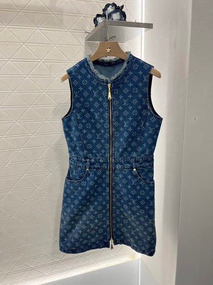 L*2025ss new sleeveless vest denim skirt