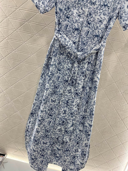 D* New Printed Belt Long Skirt